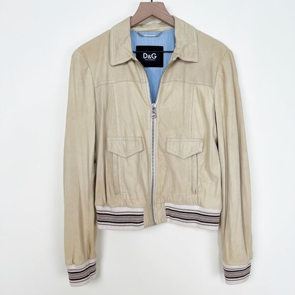 Vintage Dolce & Gabbana 90s Y2K Suede Leather Bomber Jacket 2000s Designer Coat - Picture 7 of 15